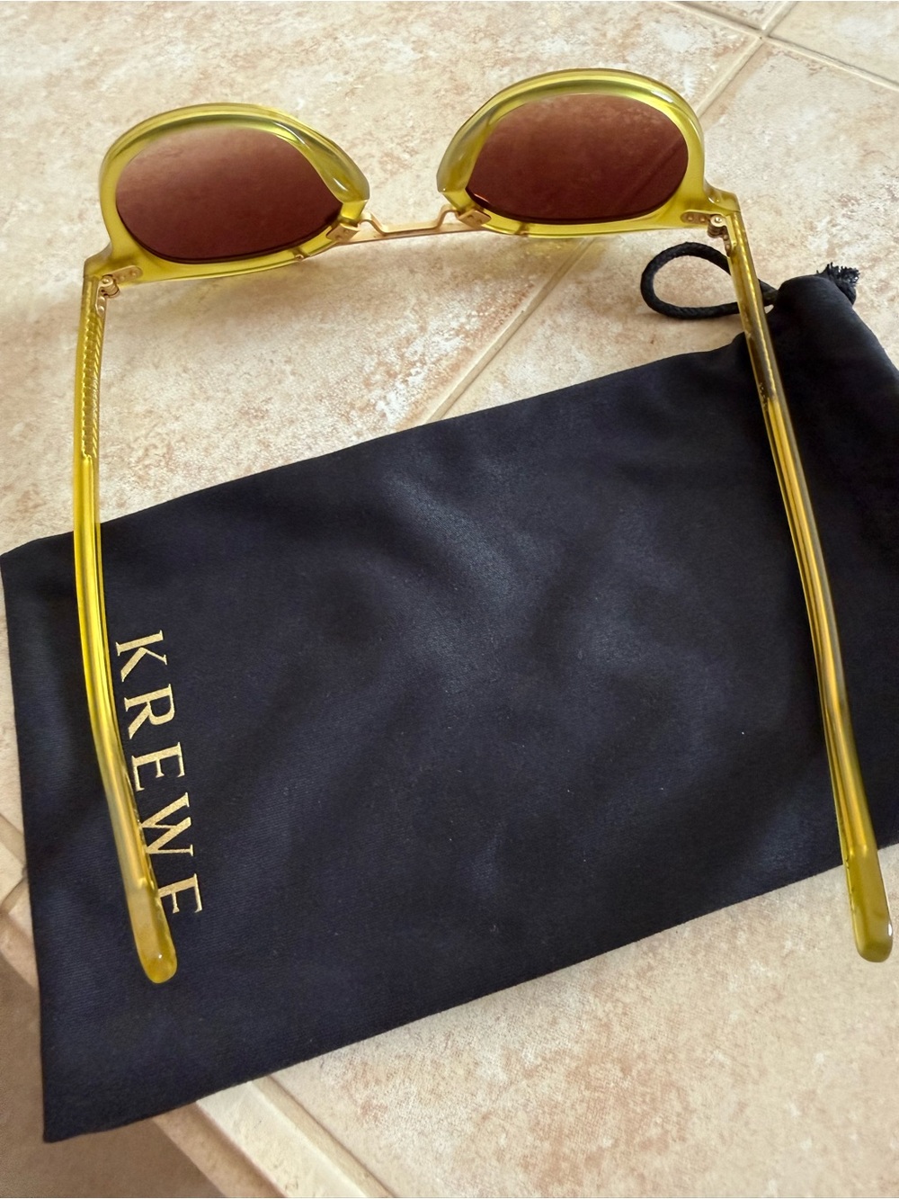 KREWE St Louis Chartreuse Green Sunglasses with Gold EUC - Picture 4 of 7